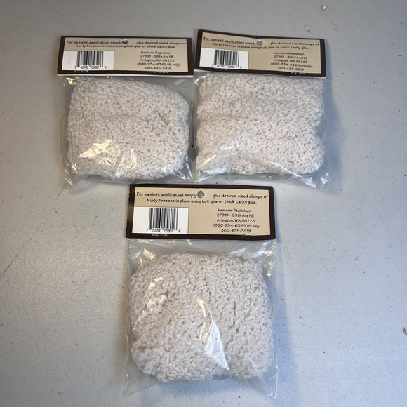 Doll Hair Winter White Heirloom Beginnings Kurly Tresses Craft 1/2 OZ Lot of 3 - Picture 2 of 5